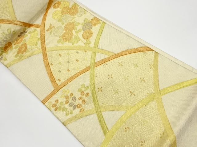 JAPANESE KIMONO / VINTAGE FUKURO OBI / SAGANISHIKI / WOVEN AUTUMN FLOWERS